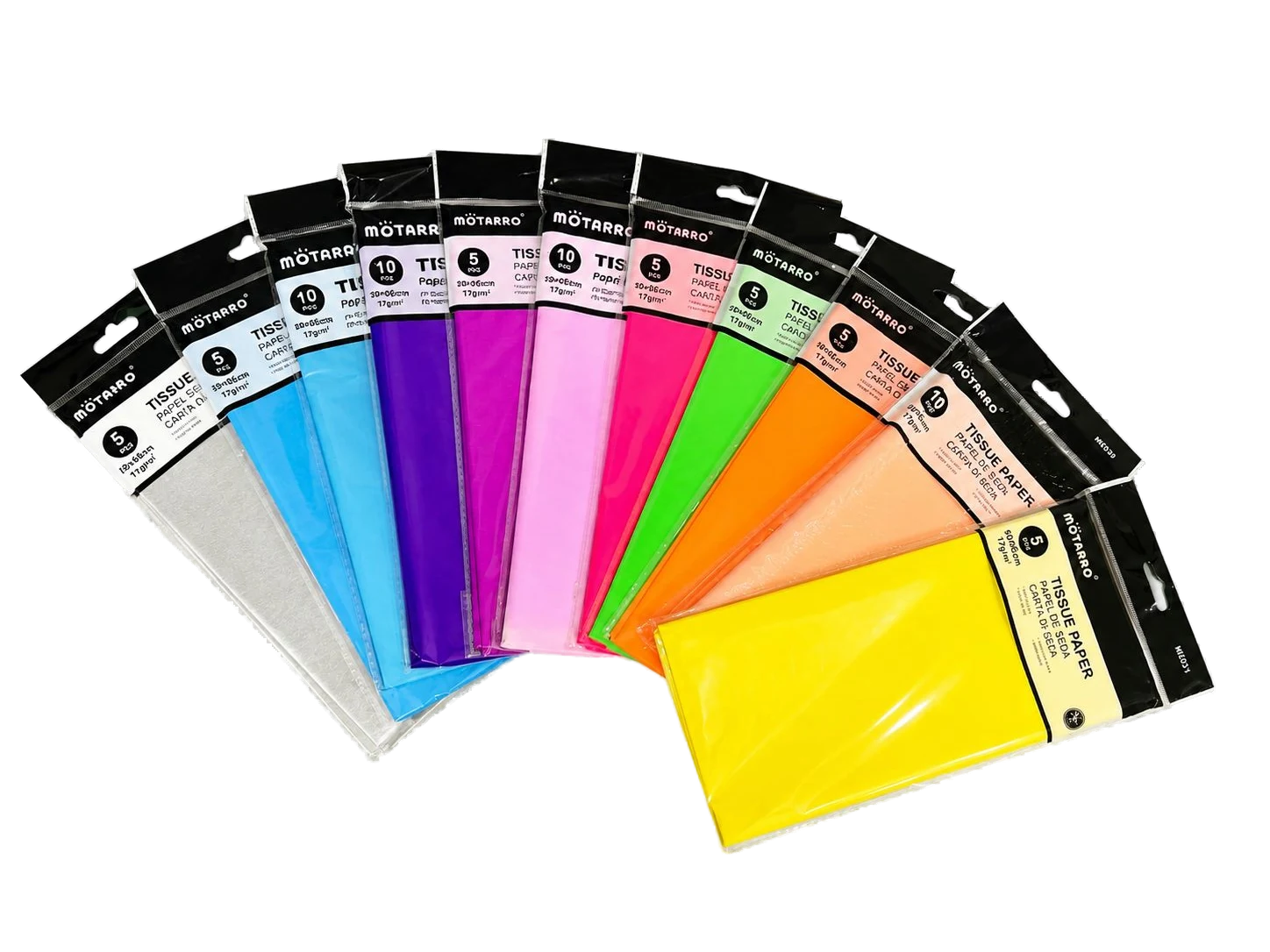 Pliegos individuales de Papel Seda, Variedad de colores